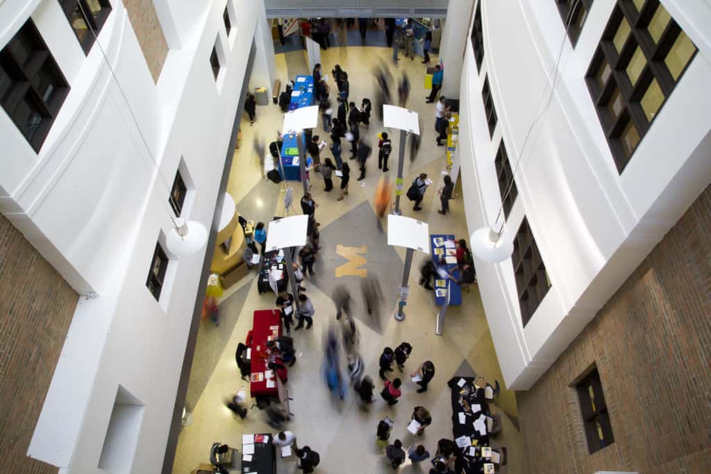 Students at a career fair