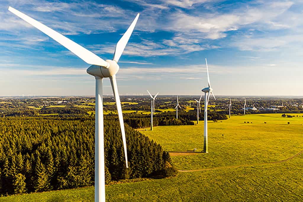 Windmills in a large field