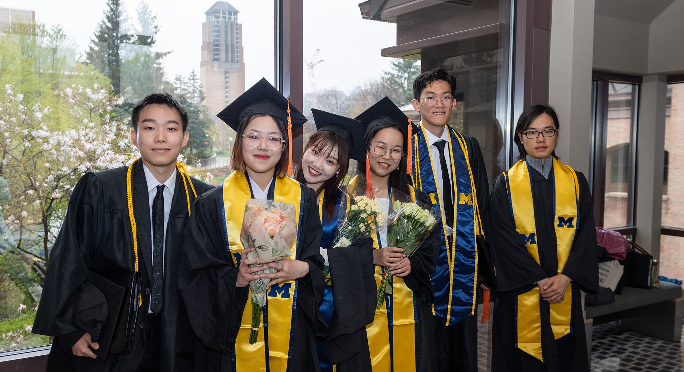 Students in graduate gowns